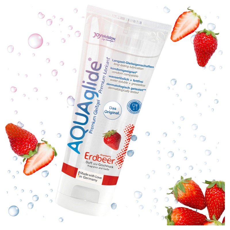 AQUAglide - vízbázisú síkosító - eper (100 ml) 130062 termék bemutató kép