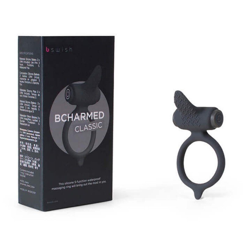 B SWISH Bcharmed - vibrációs péniszgyűrű (fekete) 53374 termék bemutató kép