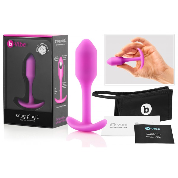 b-vibe Snug Plug 1 - anál plug belső súllyal (55g) - pink