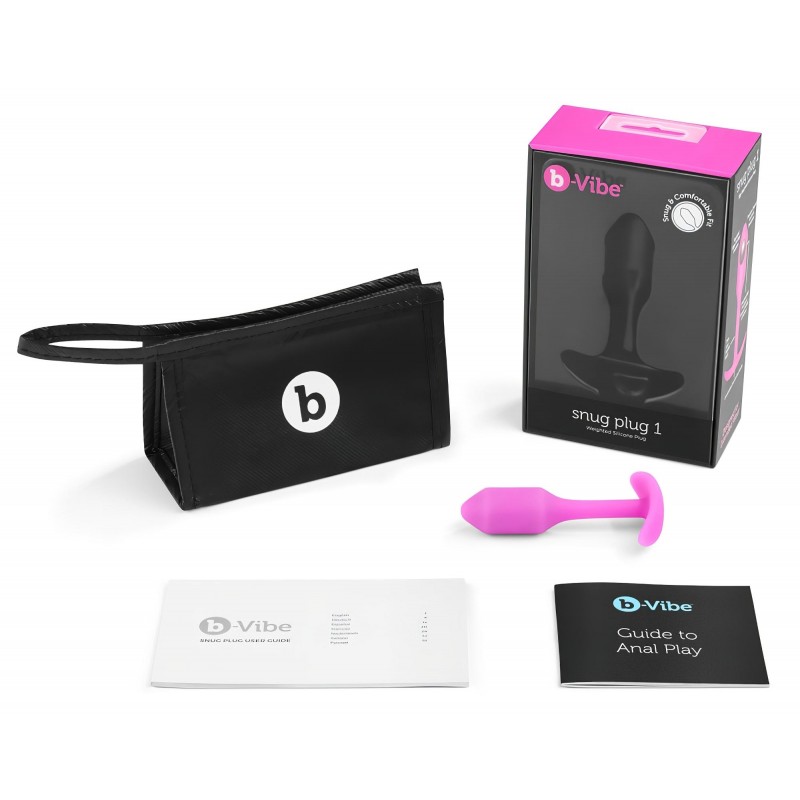 b-vibe Snug Plug 1 - anál plug belső súllyal (55g) - pink 99314 termék bemutató kép
