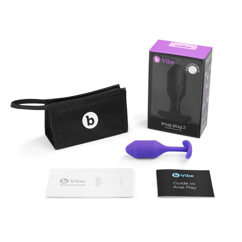 b-vibe Snug Plug 2 - dupla golyós anál plug (114g) - lila 18379 termék bemutató kép