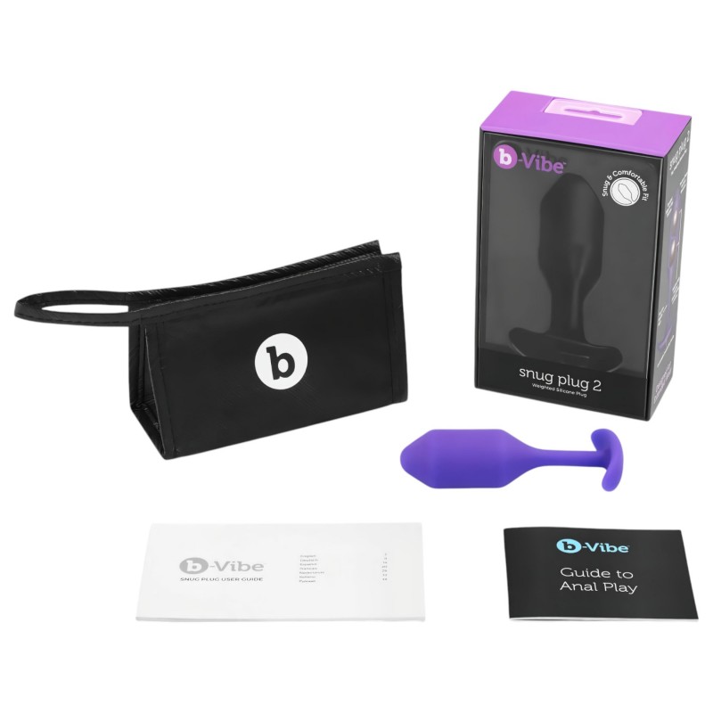 b-Vibe Snug Plug 2 - dupla golyós anál plug (114 g, lila) 137269 termék bemutató kép