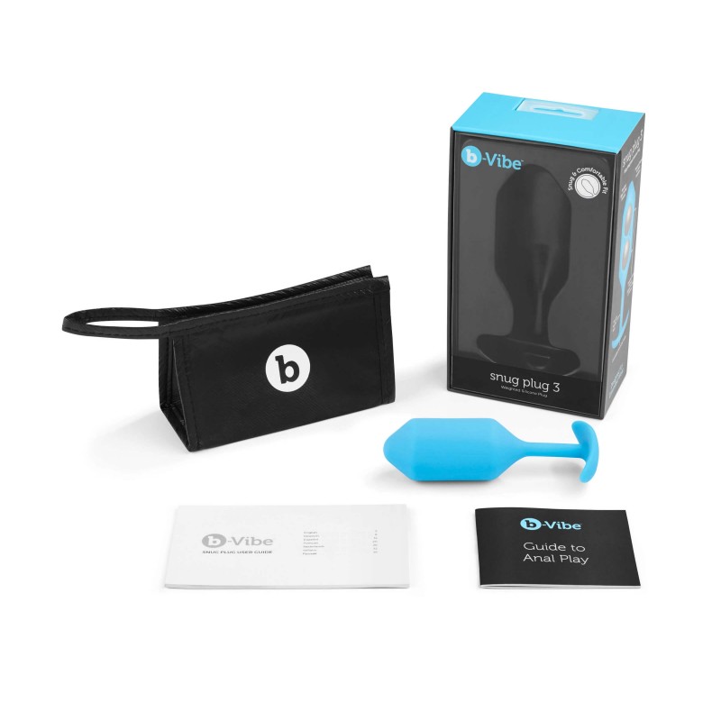 b-vibe Snug Plug 3 - dupla golyós anál plug (180g) - kék 18387 termék bemutató kép