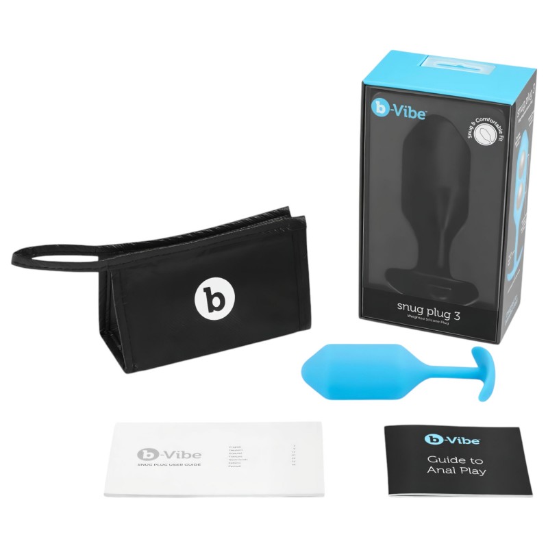 b-Vibe Snug Plug 3 - kék dupla golyós, súlyozott anál plug (180 g) 164575 termék bemutató kép