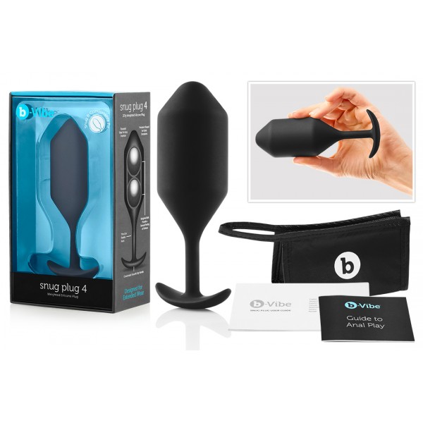 b-vibe Snug Plug 4 - dupla golyós anál plug (257g) - fekete