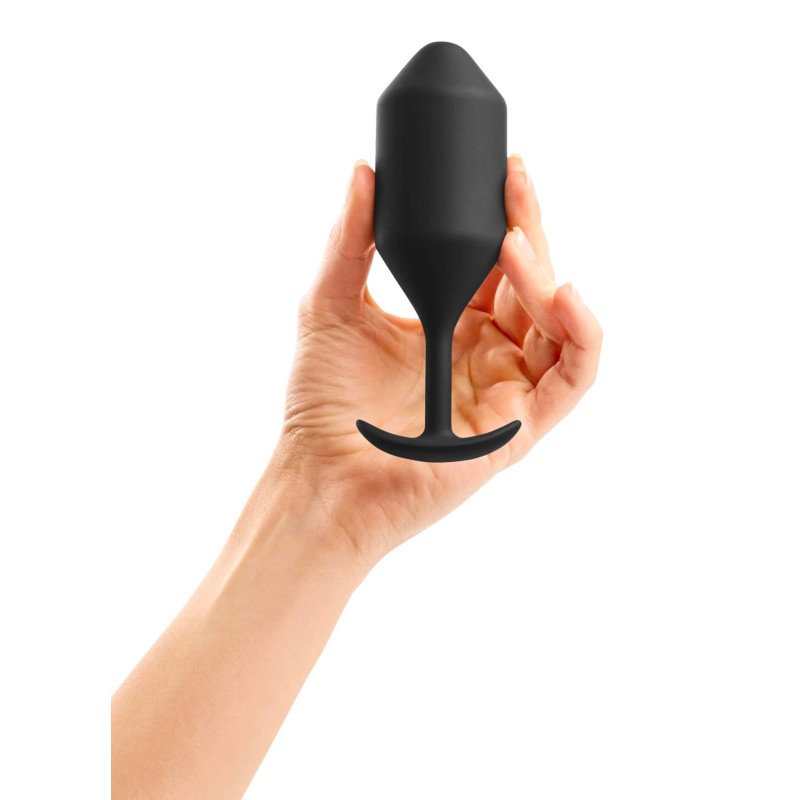 b-vibe Snug Plug 4 - dupla golyós anál dildó (257g) - fekete 57677 termék bemutató kép