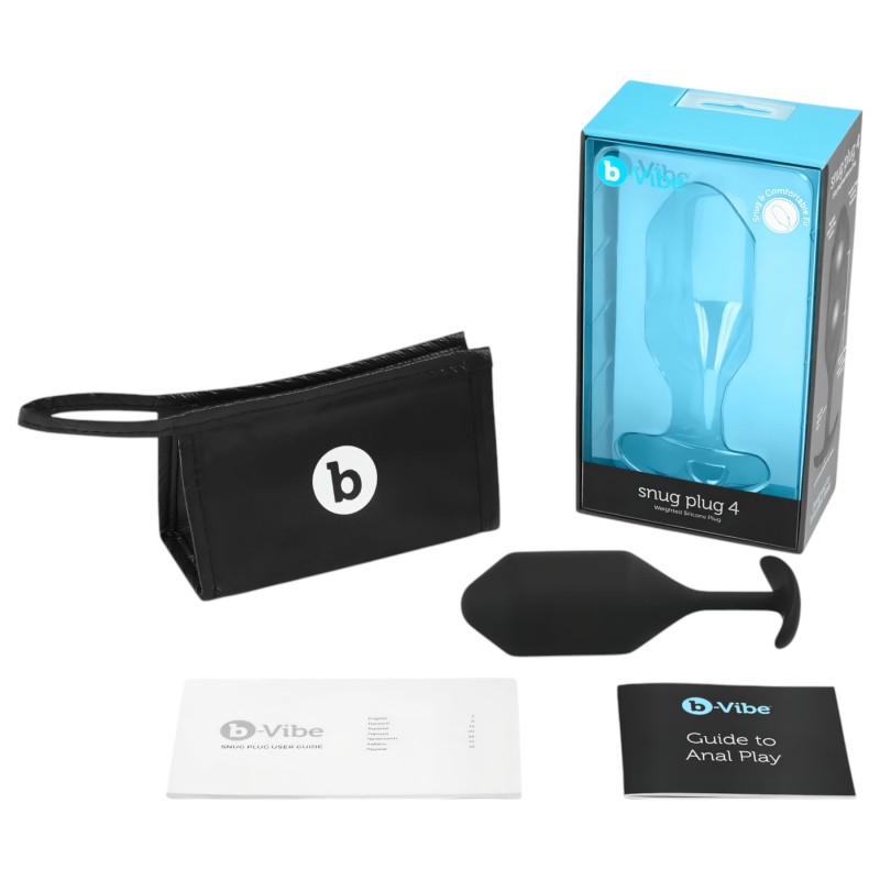 b-Vibe Snug Plug 4 - dupla golyós anál plug (257 g, fekete) 137189 termék bemutató kép