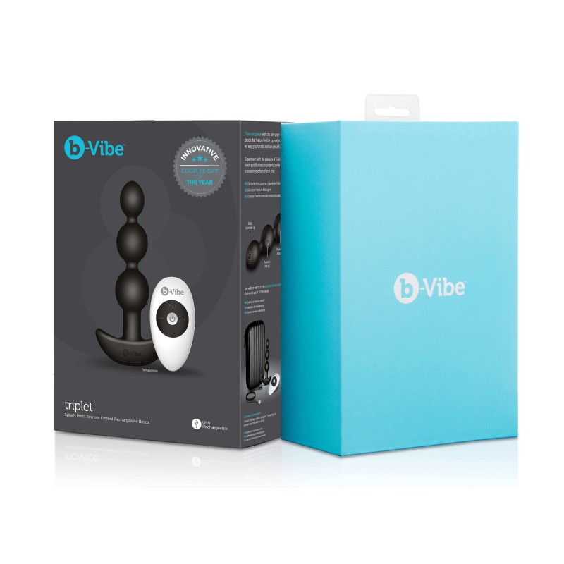 b-Vibe - tripla gyöngyös, akkus anál vibrátor (fekete) 501 termék bemutató kép