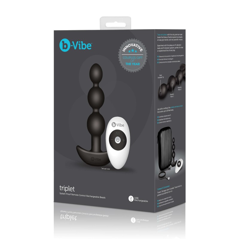 b-Vibe - tripla gyöngyös, akkus anál vibrátor (fekete) 499 termék bemutató kép