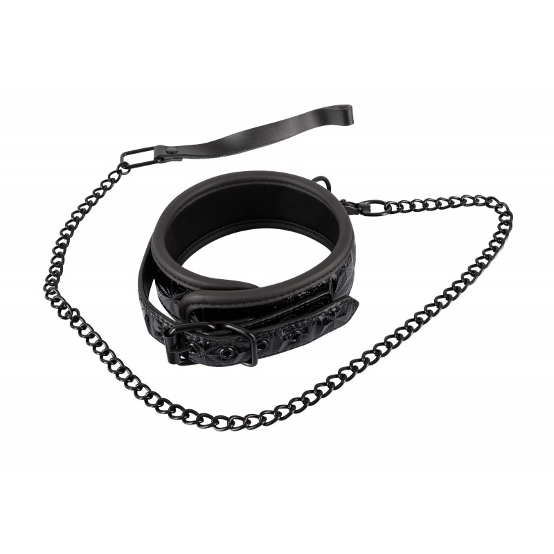 Bad Kitty - drágakőmintás nyakörv pórázzal (fekete) 20990 termék bemutató kép