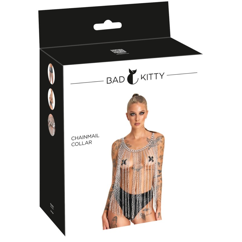 Bad Kitty - uniszex láncszem nyakörv és öv (ezüst) 152033 termék bemutató kép