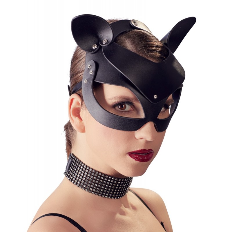 Bad Kitty - műbőr, strasszos cicamaszk - fekete (S-L) 65478 termék bemutató kép