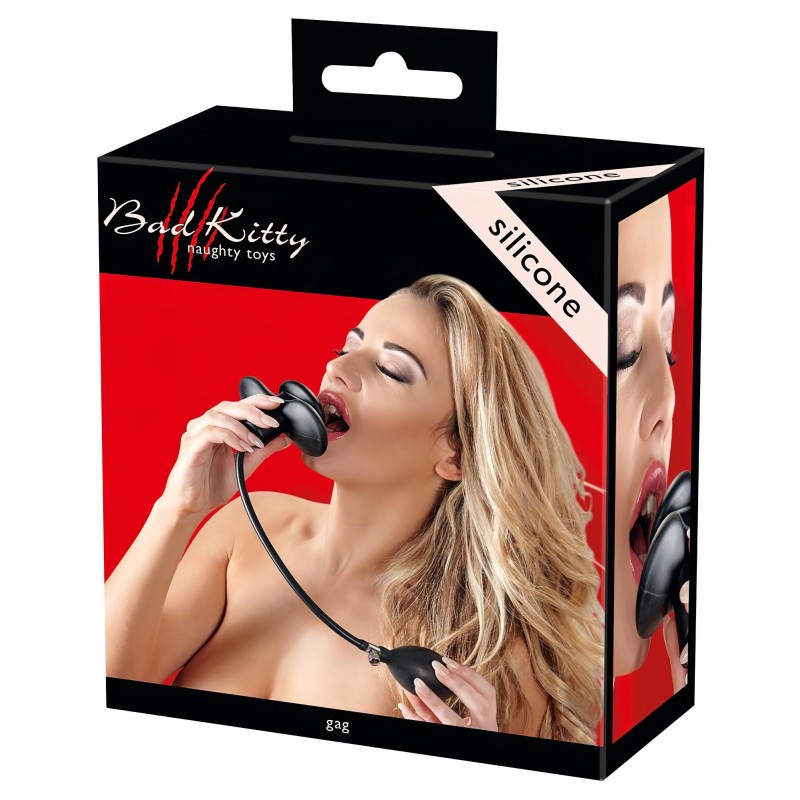 Bad Kitty - pumpálható felfújható szájpecek BDSM játékhoz (fekete) 157960 termék bemutató kép