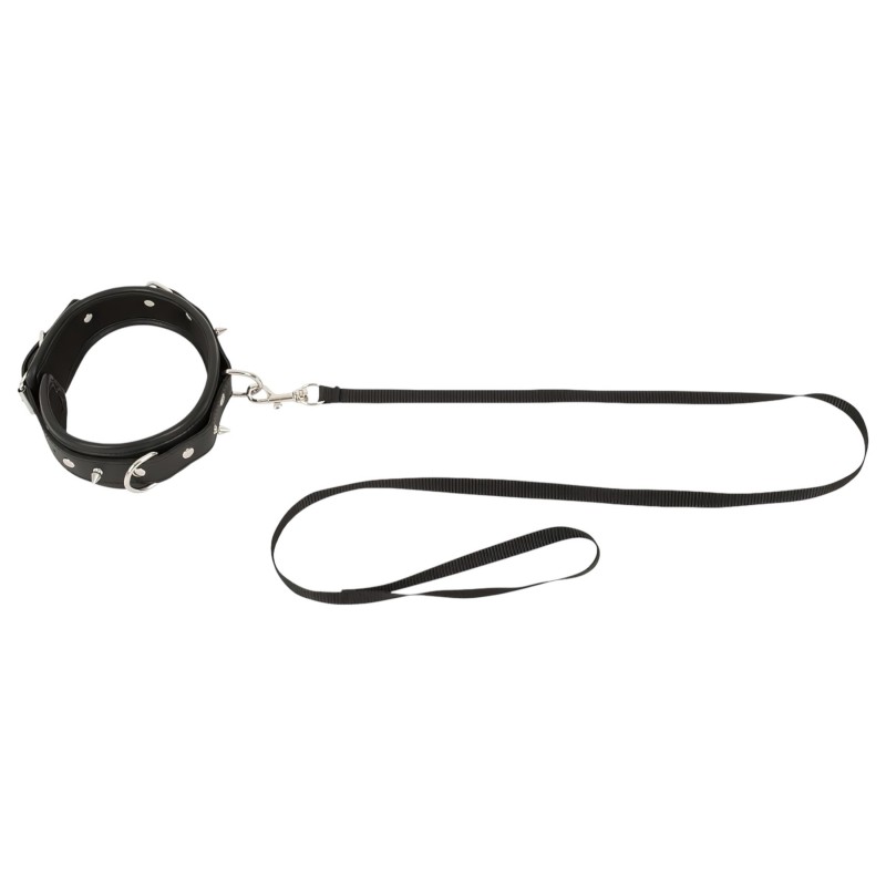 Bad Kitty - tüskés, szegecses nyakörv és póráz (fekete) 109507 termék bemutató kép