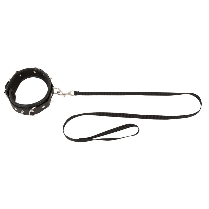 Bad Kitty - tüskés, szegecses nyakörv és póráz (fekete) 21406 termék bemutató kép