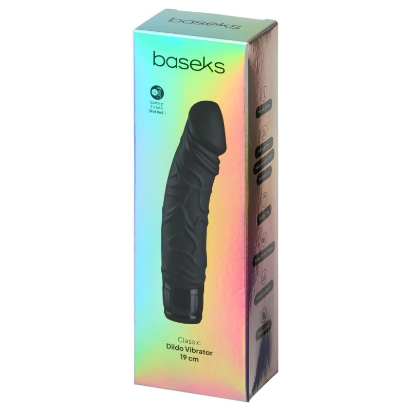 Baseks - élethű rúdvibrátor (fekete) - 19 cm 151728 termék bemutató kép