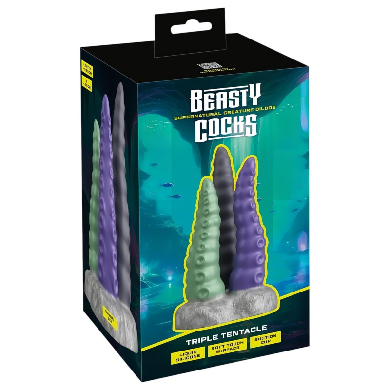Beasty Cocks Triple Tentacle - tripla polipkar dildó 103903 termék bemutató kép