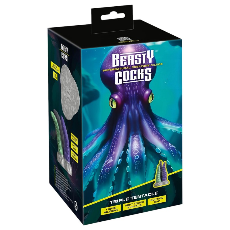 Beasty Cocks Triple Tentacle - tripla polipkar dildó 103904 termék bemutató kép