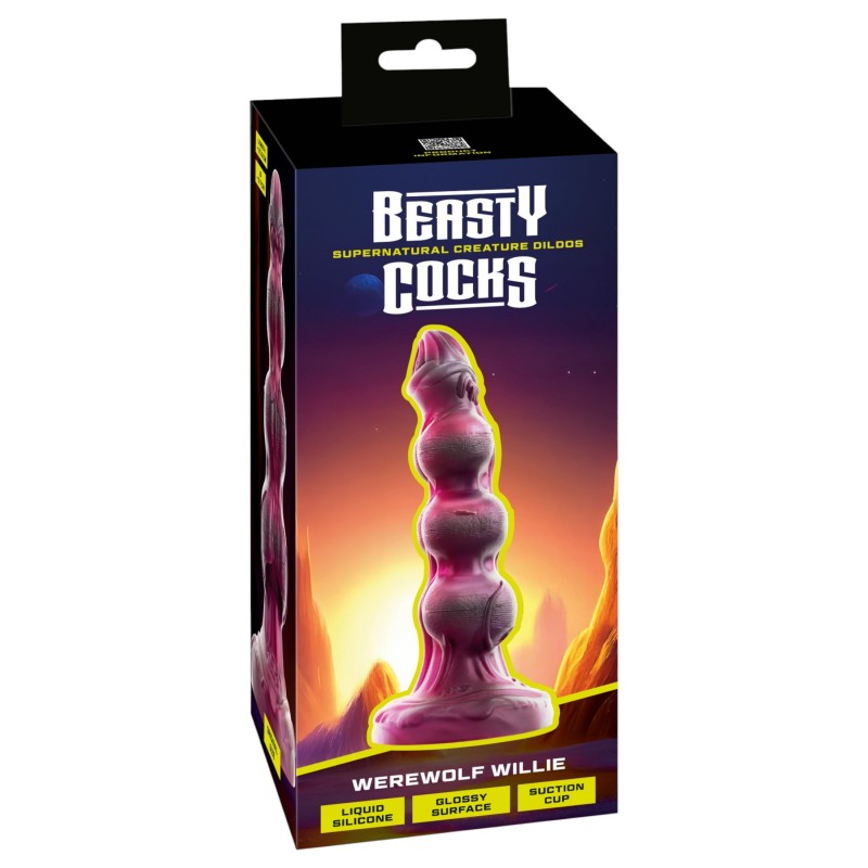 Beasty Cocks - Werewolf Willie dildó tapadókoronggal - bordó (21 cm) 145034 termék bemutató kép