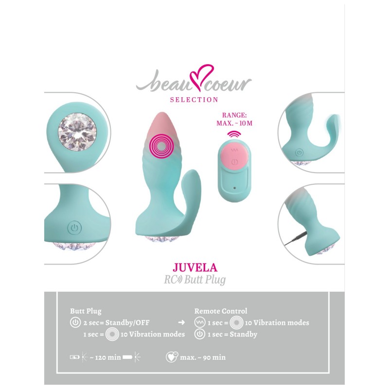 Beau Coeur Juvela - vibrációs anál plug (türkiz) 124347 termék bemutató kép