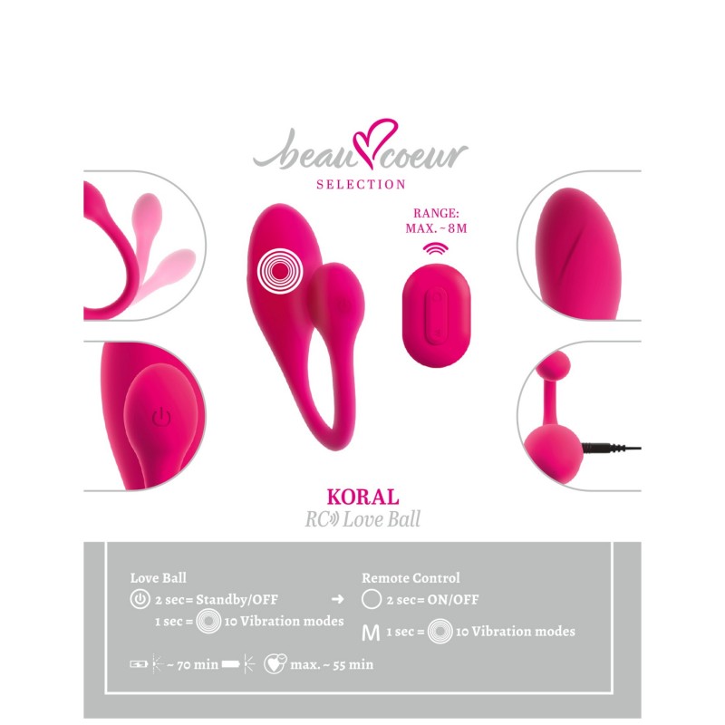 Beau Coeur Koral - vibrációs tojás távirányítóval (pink) 124266 termék bemutató kép