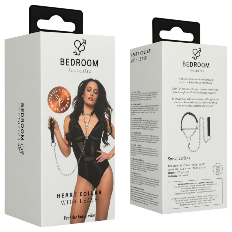 Bedroom Fantasies - nyakörv pórázzal, bondage szett (fekete) 163553 termék bemutató kép
