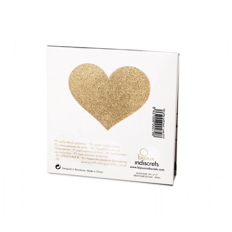 Bijoux Indiscrets Flash - csillogó szív mellbimbómatrica (arany) 26933 termék bemutató kép