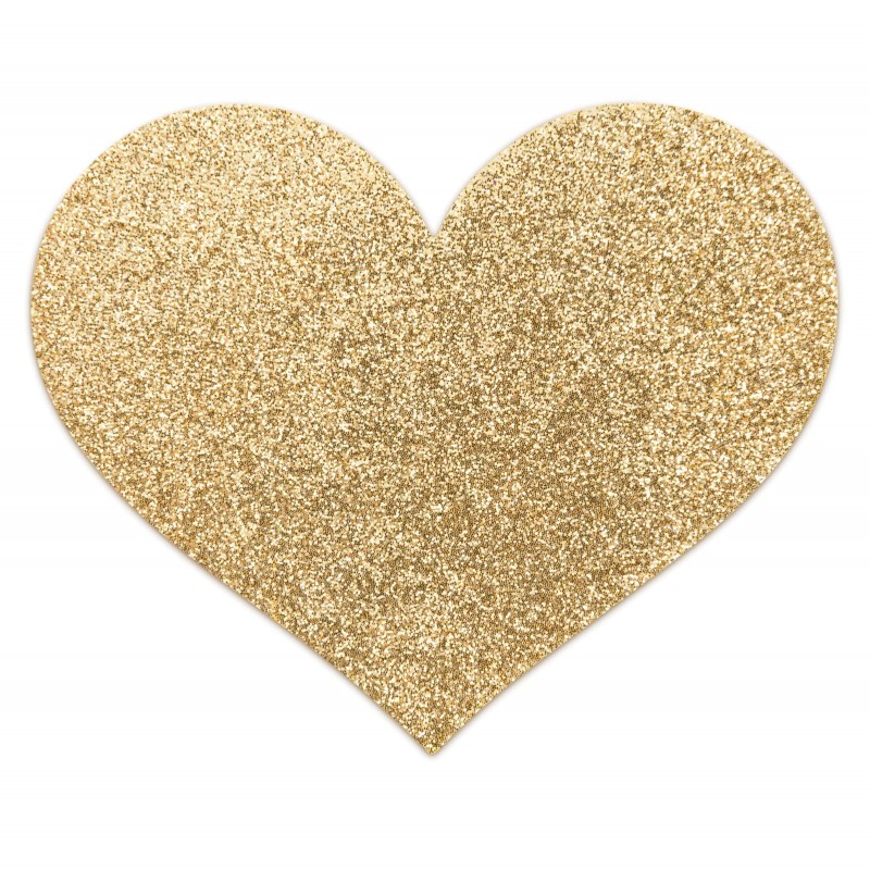 Bijoux Indiscrets Flash - csillogó szív mellbimbómatrica (arany) 26934 termék bemutató kép