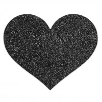 Bijoux Indiscrets Flash - csillogó szív mellbimbómatrica (fekete) 26939 termék bemutató kép