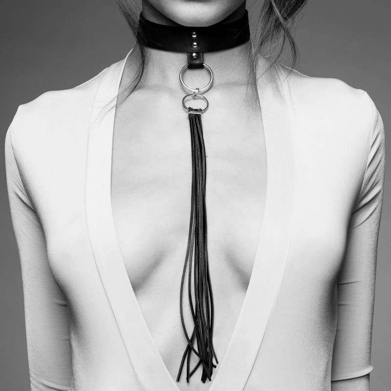 Bijoux Indiscrets - korbácsos nyakörv (fekete) 43695 termék bemutató kép