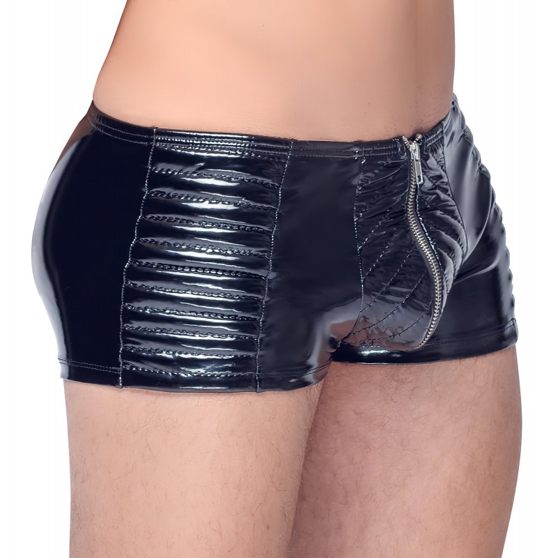 Black Level - cipzáras, fényes férfi short (fekete) 156020 termék bemutató kép