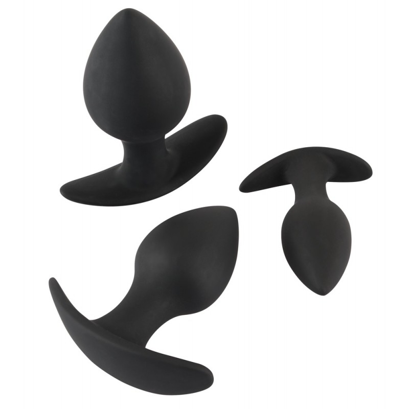 Black Velvets - szilikon anál plug szett (3 részes) - fekete 36794 termék bemutató kép