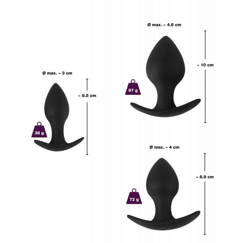Black Velvet - szilikon anál dildó szett (3 részes) - fekete 36798 termék bemutató kép