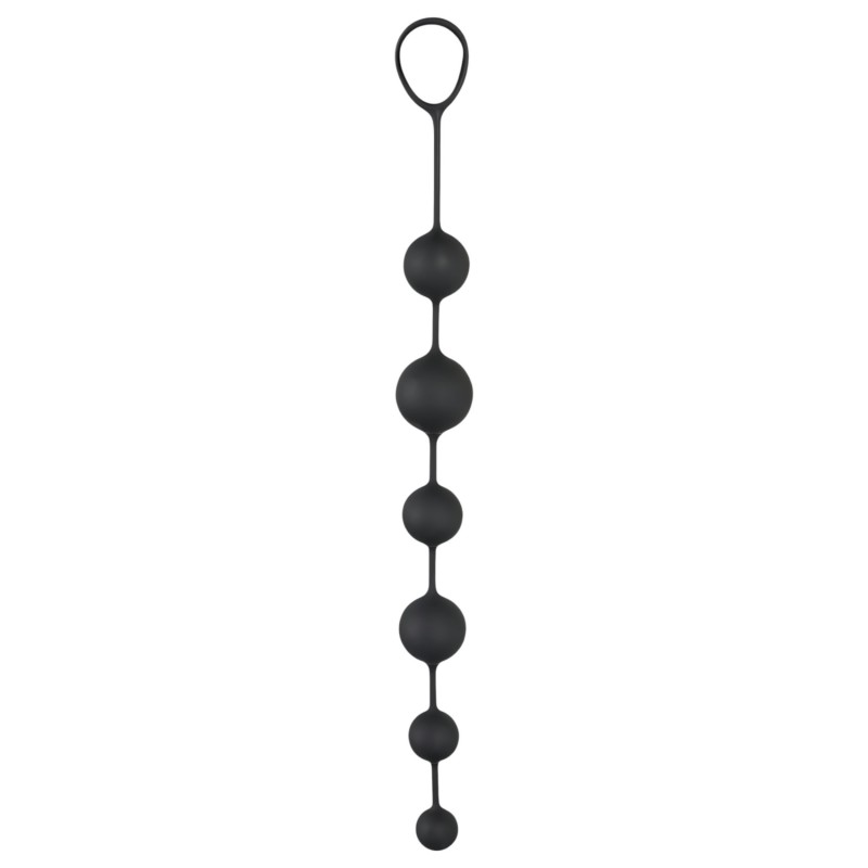Black Velvets - 7 gyöngyös anal beads kihúzó gyűrűvel (fekete) 140532 termék bemutató kép