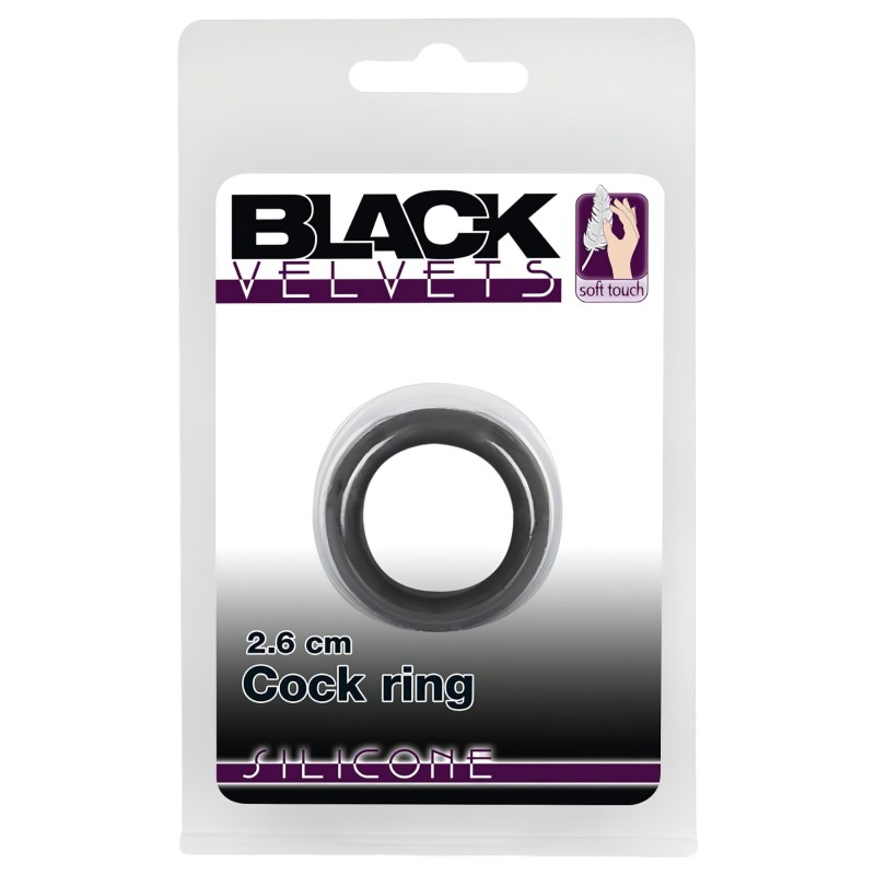 Black Velvets - vastagfalú péniszgyűrű (2,6 cm, fekete) 130400 termék bemutató kép