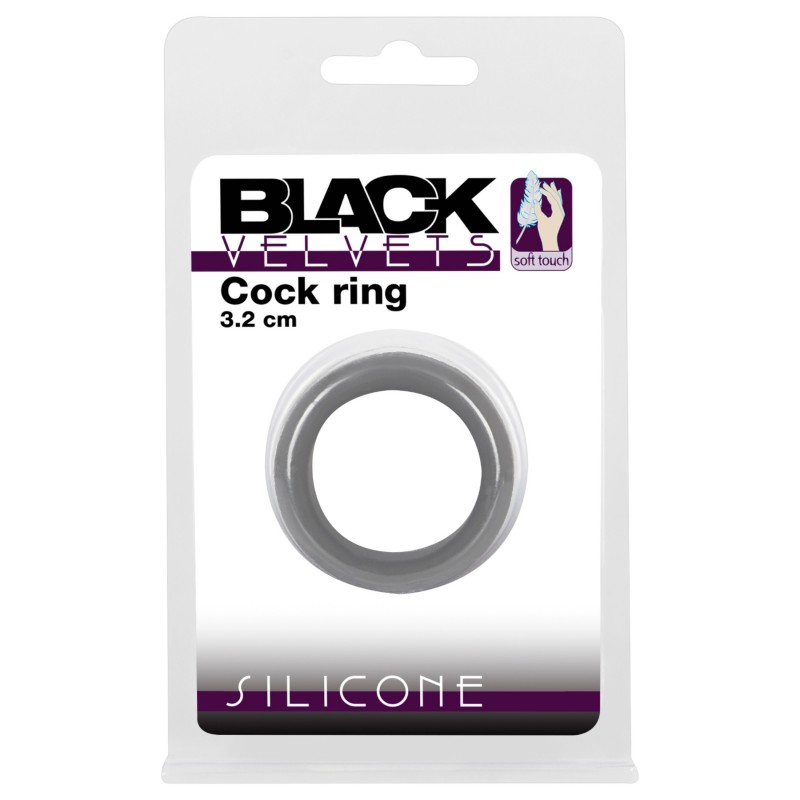 Black Velvets - vastagfalú péniszgyűrű (3,2 cm, fekete) 130402 termék bemutató kép
