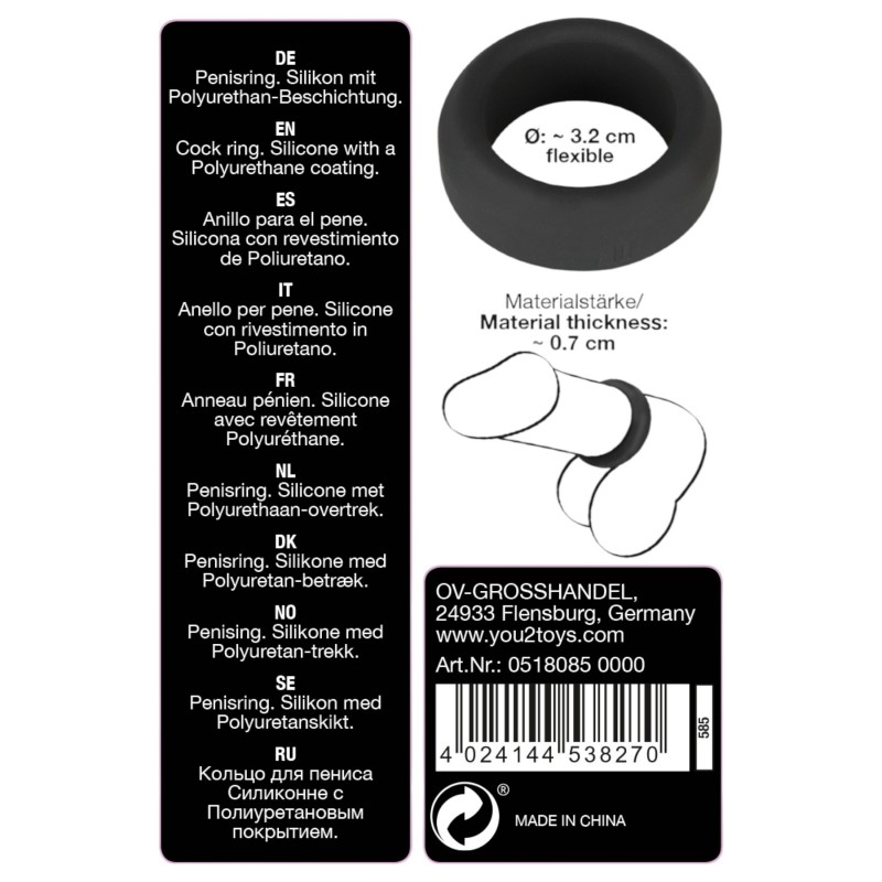 Black Velvets - vastagfalú péniszgyűrű (3,2 cm, fekete) 130403 termék bemutató kép