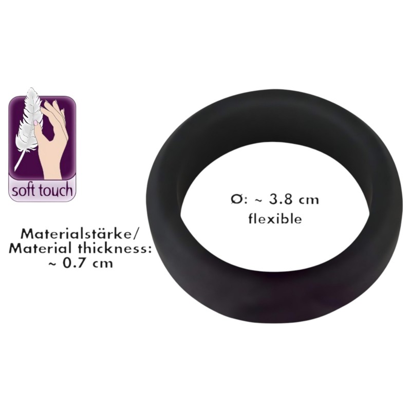 Black Velvets - vastagfalú péniszgyűrű (3,8 cm, fekete) 130411 termék bemutató kép