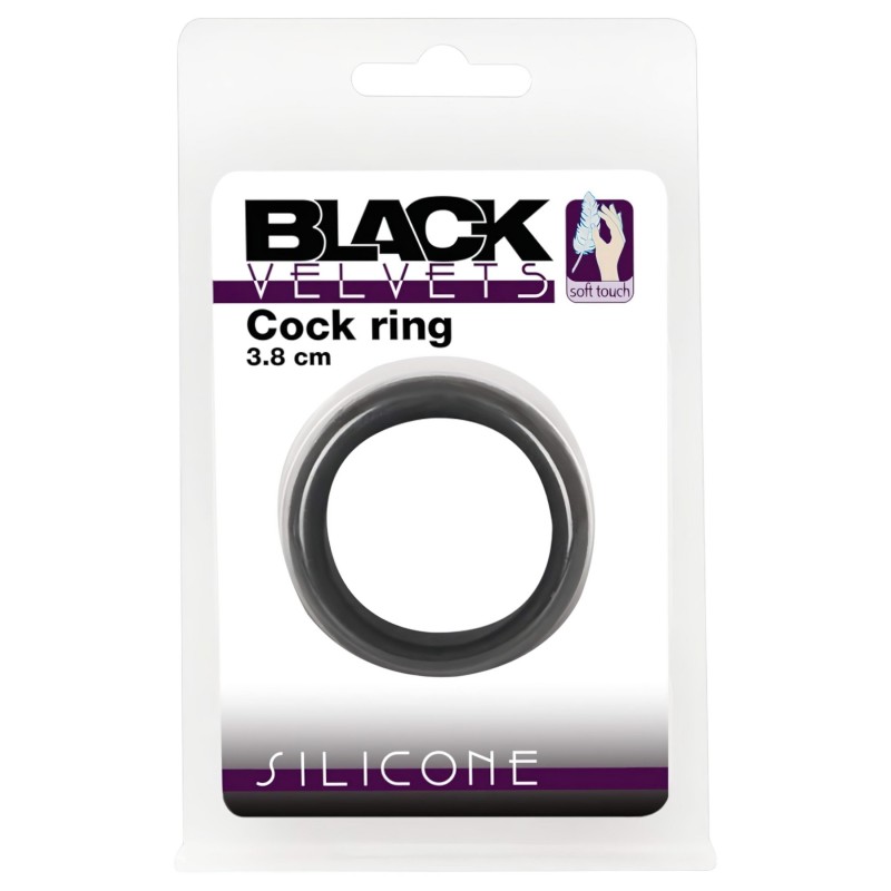 Black Velvets - vastagfalú péniszgyűrű (3,8 cm, fekete) 130412 termék bemutató kép