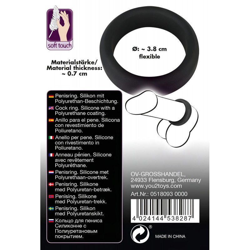 Black Velvets - vastagfalú péniszgyűrű (3,8 cm, fekete) 130413 termék bemutató kép