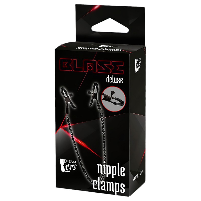Blaze Deluxe - fém bimbócsipesz lánccal, BDSM kiegészítő (fekete) 159988 termék bemutató kép