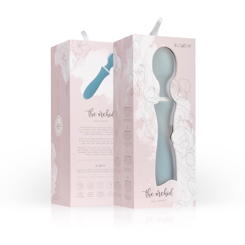 Bloom Orchid Wand - akkus, masszírozó vibrátor (türkiz) 58215 termék bemutató kép