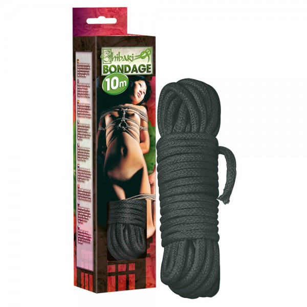 Shibari Bondage kötél - 10m (fekete)