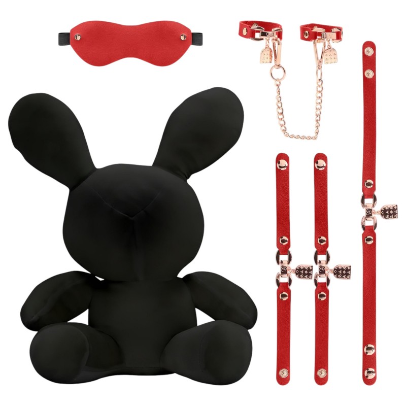 Bondage Rabbit - BDSM nyuszi plüssfigura, vicces ajándék (fekete) 163160 termék bemutató kép