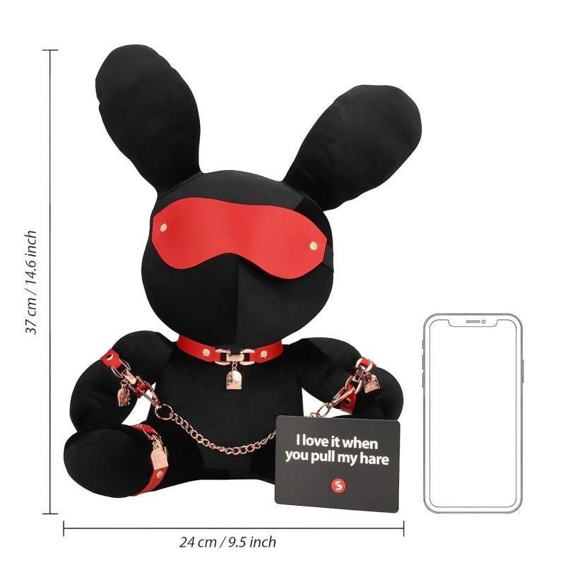 Bondage Rabbit - BDSM nyuszi plüssfigura, vicces ajándék (fekete) 163162 termék bemutató kép