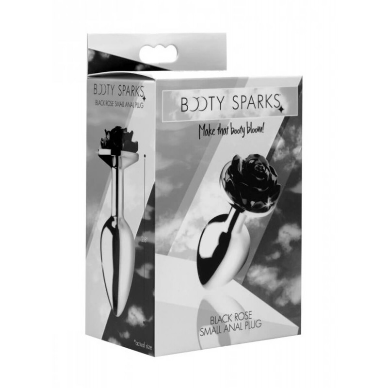 Booty Sparks Black Rose - alumínium anál plug (ezüst-fekete) 35736 termék bemutató kép