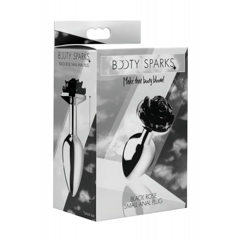 Booty Sparks Black Rose - alumínium anál plug (ezüst-fekete) 112234 termék bemutató kép