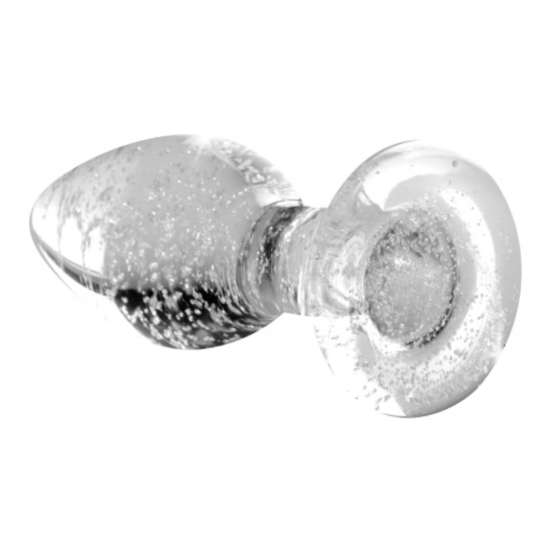 Booty Sparks Glow in the Dark L - üveg butt plug, anál plug (átlátszó) 155429 termék bemutató kép
