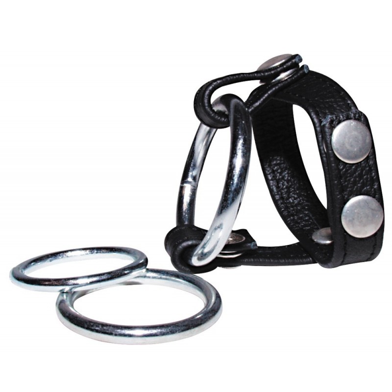 Bad Kitty - bőr heregyűrű és péniszgyűrű (fekete) 2582 termék bemutató kép