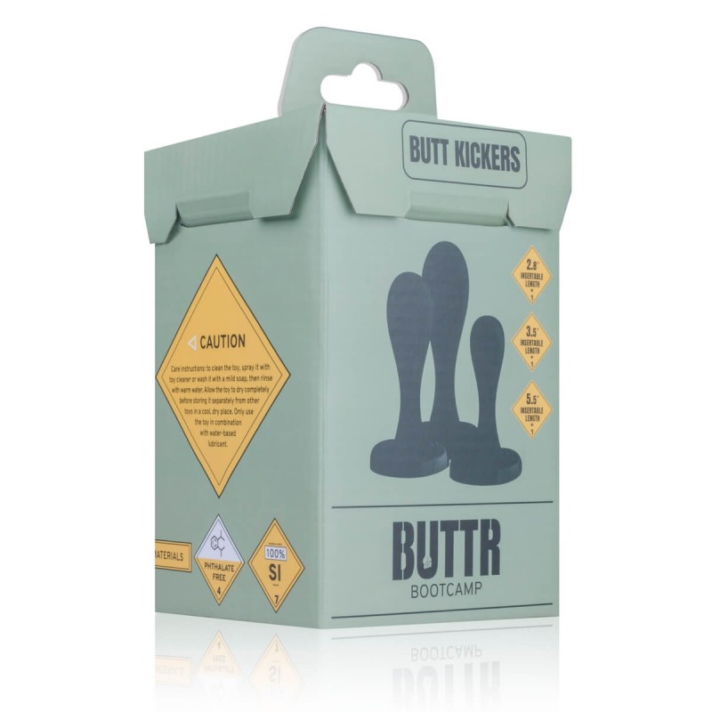 BUTTR Butt Kickers - anál dildó szett - fekete (3 részes) 51039 termék bemutató kép